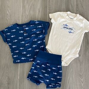 Carter's Navy and White Shark Baby Set